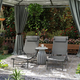 easycomfort easycomfort set 2 sdraio da giardino pieghevoli con schienale regolabile su 4 livelli e cuscino grigio