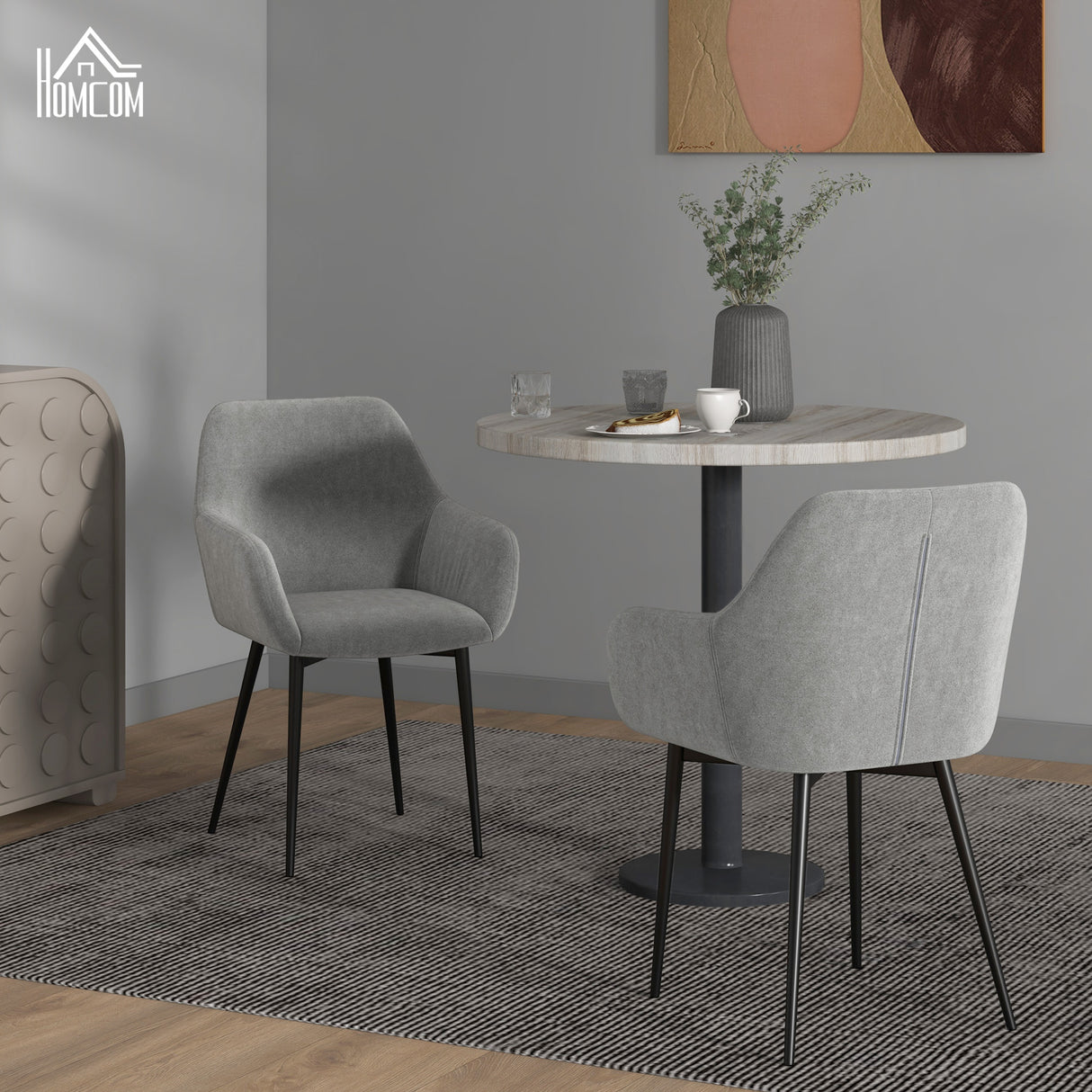 easycomfort easycomfort set 2 sedie da pranzo nordiche imbottite con braccioli ricurvi in tessuto effetto velluto 54x57x80 cm grigio scuro