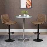 easycomfort easycomfort set 2 sgabelli alti da bar con altezza regolabile e girevoli seduta imbottita con poggiapiedi in pelle marrone scuro