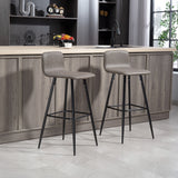 easycomfort easycomfort set 2 sgabelli bar con schienale basso e poggiapiedi rivestimento in pu e gambe in acciaio marrone scuro