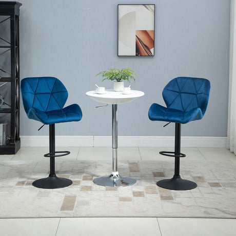 easycomfort easycomfort set 2 sgabelli da bar girevoli con altezza regolabile rivestimento velluto e base rotonda 51 5x57 5x93 114 5cm blu