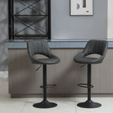 easycomfort easycomfort set 2 sgabelli da bar girevoli con schienale e poggiapiedi sgabelli alti moderni con altezza regolabile base in metallo seduta finta pelle grigia 44x49x90 110cm
