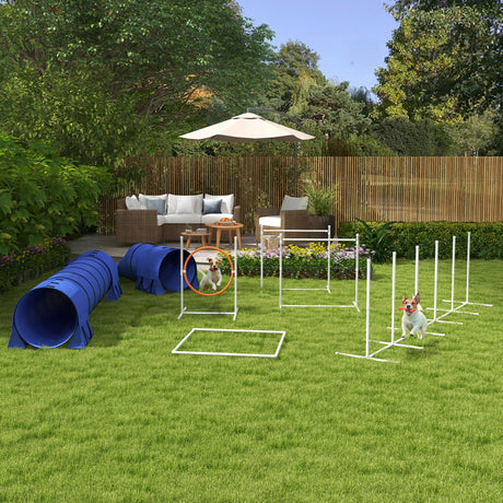 easycomfort easycomfort set agility dog 7 pezzi con fischietto e borsa da trasporto in plastica e abs 89x69x99 cm bianco arancione blu