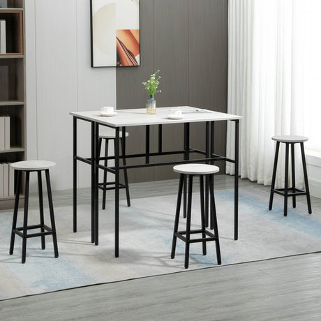 easycomfort easycomfort set da bar 6 pezzi con 4 sgabelli da bar e 2 tavoli alti in legno truciolato e acciaio per cucina e soggiorno grigio