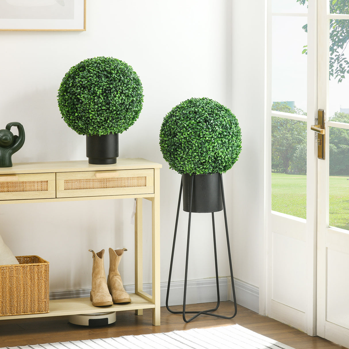 easycomfort easycomfort set di 2 piante finte sfera di bosso 40cm decorazione per interno ed esterno verde
