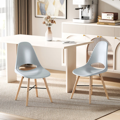 easycomfort easycomfort set di 2 sedie da pranzo in plastica e legno stile nordico con schienale curvato grigio