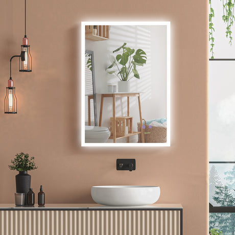 easycomfort easycomfort specchio bagno con luce led funzione anti appannamento e tasti touch 70x50cm argento