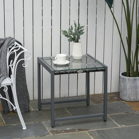 easycomfort easycomfort tavolino da caffe da giardino piano in vetro temperato in rattan alluminio 50 x 495 x 50 cm ean 8054111846066