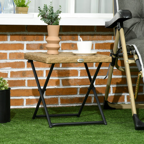 easycomfort easycomfort tavolino da giardino pieghevole salvaspazio in rattan sintetico e acciaio 40x40x40cm colore vimini