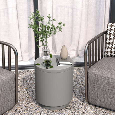 easycomfort easycomfort tavolino multiuso con secchiello ghiaccio e coperchio in cemento e acciaio inox 37 5x43 5 cm grigio chiaro