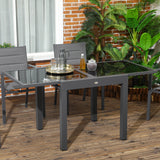 easycomfort easycomfort tavolo da pranzo allungabile da giardino con piano in vetro e alluminio 80 160x80x75 cm nero
