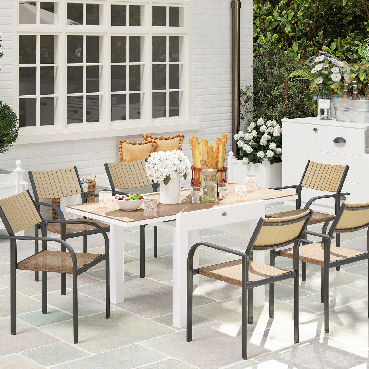 easycomfort easycomfort tavolo da pranzo da giardino allungabile 80 160 cm per 4 6 posti bianco