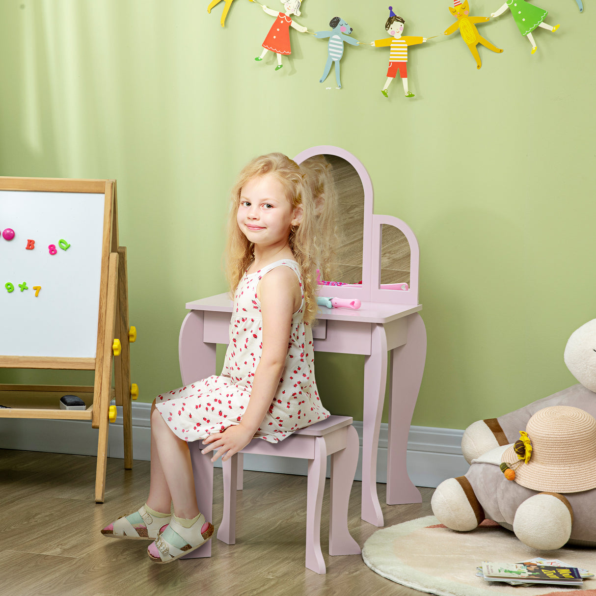 easycomfort easycomfort tavolo per trucco per bambine 3 6 anni con sgabello cassetti e specchio coordinato in acrilico rosa