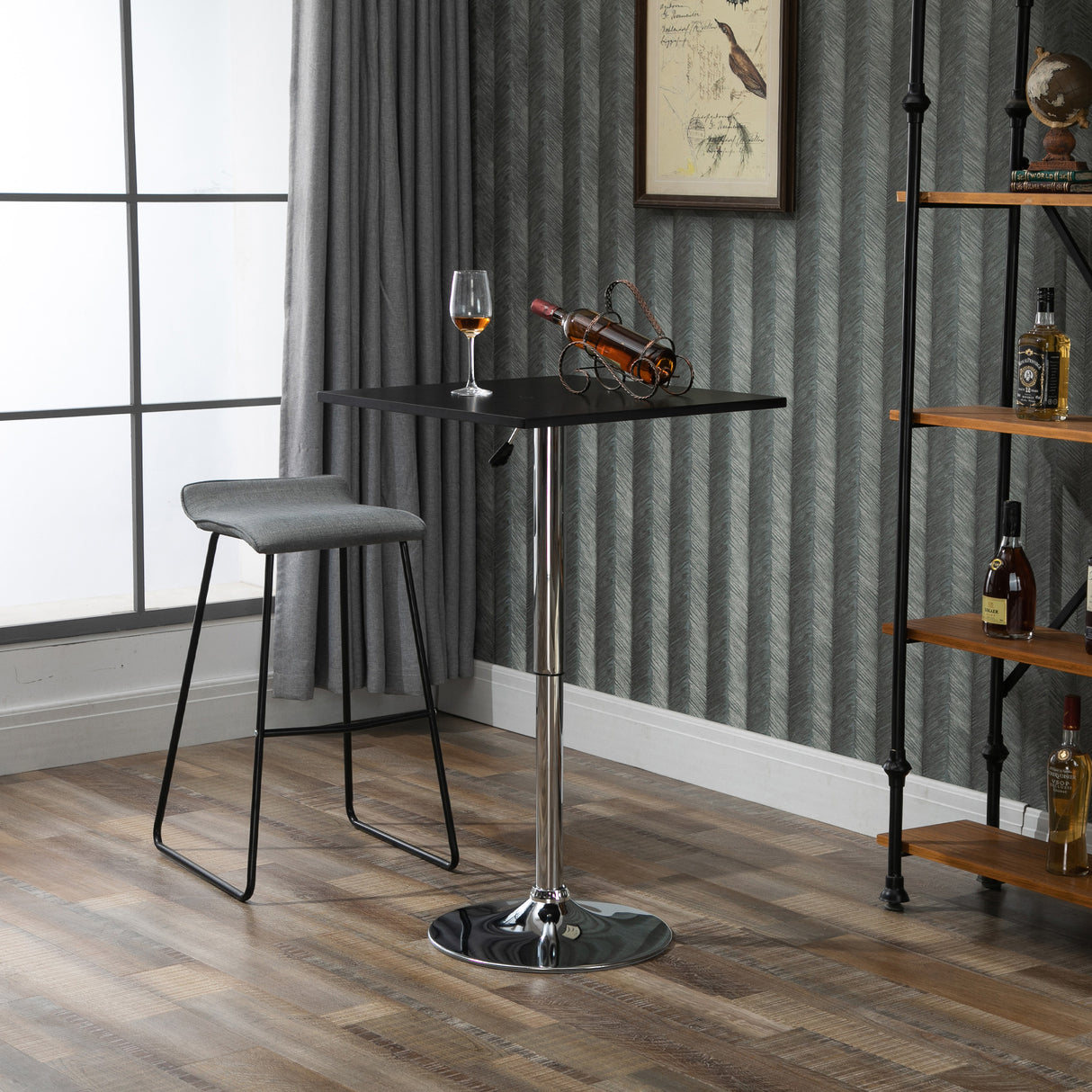 easycomfort easycomfort tavolo quadrato regolabile in altezza metallo e mdf tavolino da bar cucina soggiorno nero 60x60x69 93cm ean 8054144131962
