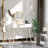 easycomfort easycomfort tavolo trucco con specchio e 2 cassetti per accessori in legno 80x40x123 cm bianco