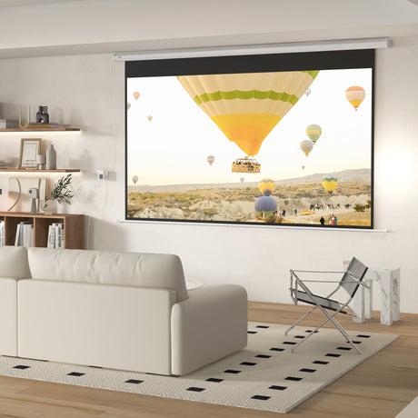 easycomfort easycomfort telo per proiettore 120 169 motorizzato con telecomando fissaggio a muro e soffitto bianco