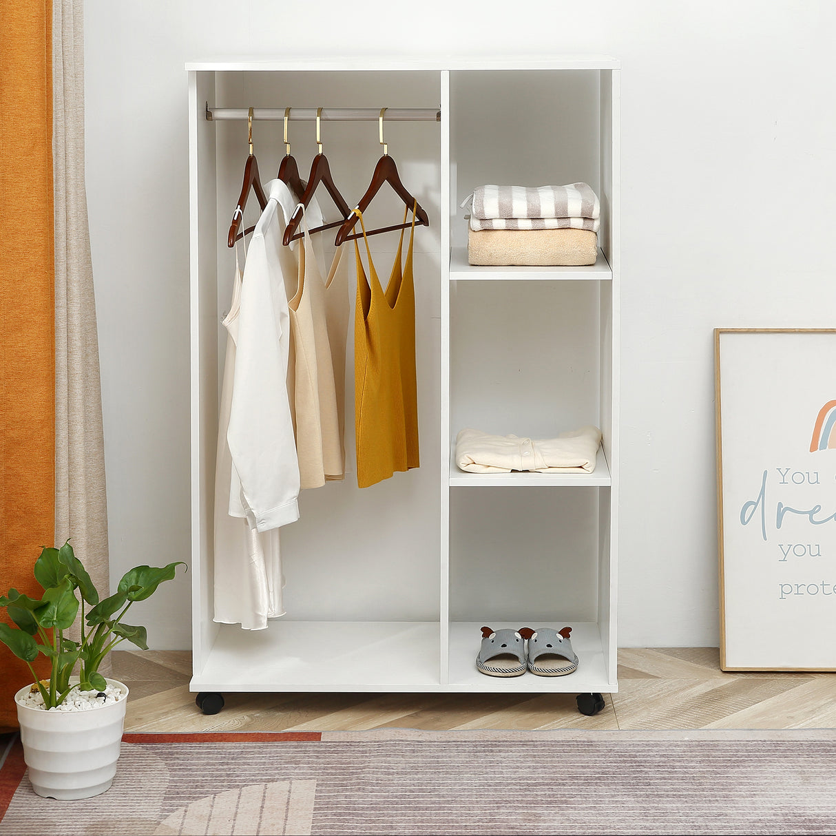 easycomfort easycomforte armadio guardaroba con ruote in legno bianco 80x40x128cm