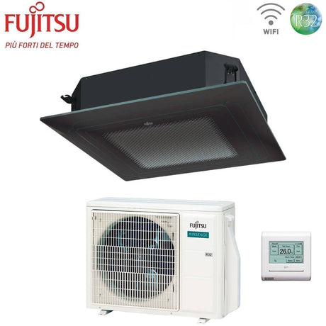 fujitsu condizionatore a cassetta fujitsu kr circular flow black 18000 btu auxg18krlb r 32 wi fi optional con griglia e filocomando