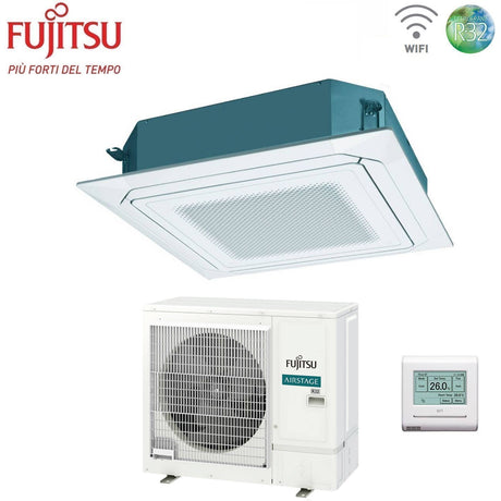 fujitsu condizionatore a cassetta fujitsu kr circular flow white 30000 btu auxg30krlb r 32 wi fi optional con griglia e filocomando