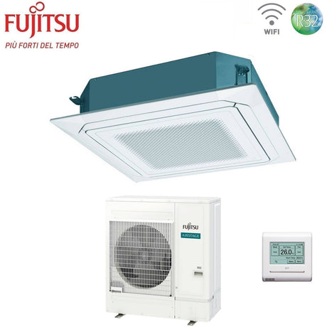 fujitsu condizionatore a cassetta fujitsu kr circular flow white 54000 btu auxg54krlb monofase r 32 wi fi optional con griglia e filocomando