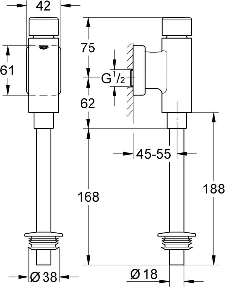 immagine-2-grohe-grohe-rondo-flussometro-per-orinatoio-cromo-37339000-ean-4005176837937