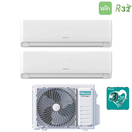 hisense climatizzatore condizionatore hisense dual split inverter serie ecosense 1212 con 2amw52u4rxc r 32 wi fi integrato 1200012000