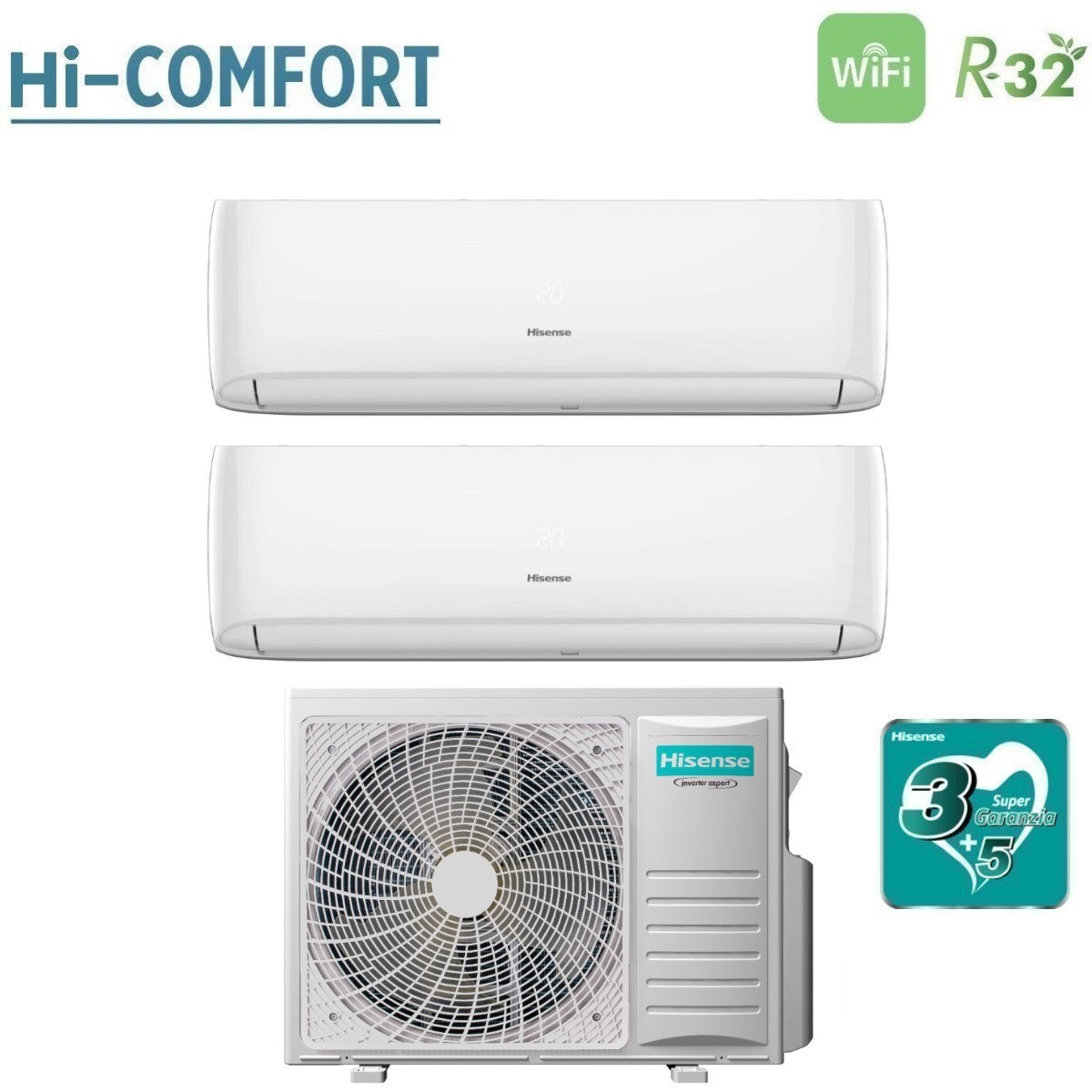 hisense condizionatore hisense dual split inverter serie hi comfort 718 con 3amw72u4rjc r 32 wi fi integrato