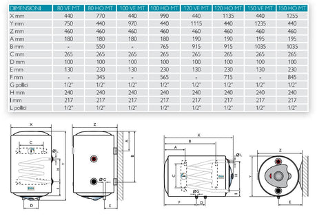 isea scaldabagno termoelettrico verticale isea swing plus mix heating 1505 orizzontale attacco a destra