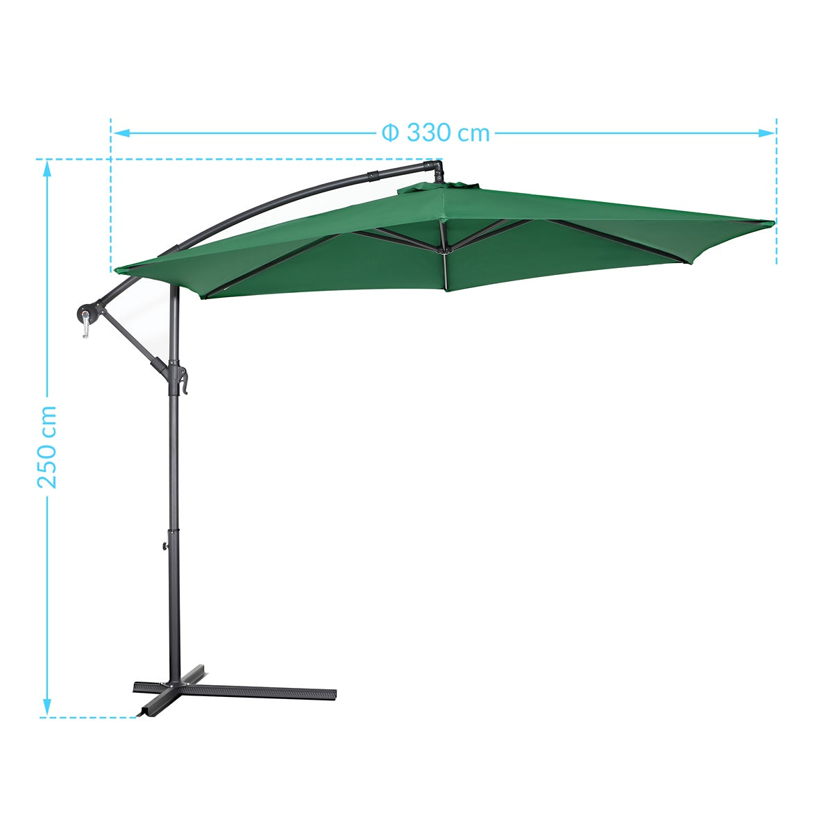 le stelle le stelle ombrellone da giardino 330xh 250cm inclinabile con base a croce e manovella in acciaio e poliestere ean 8024299800686