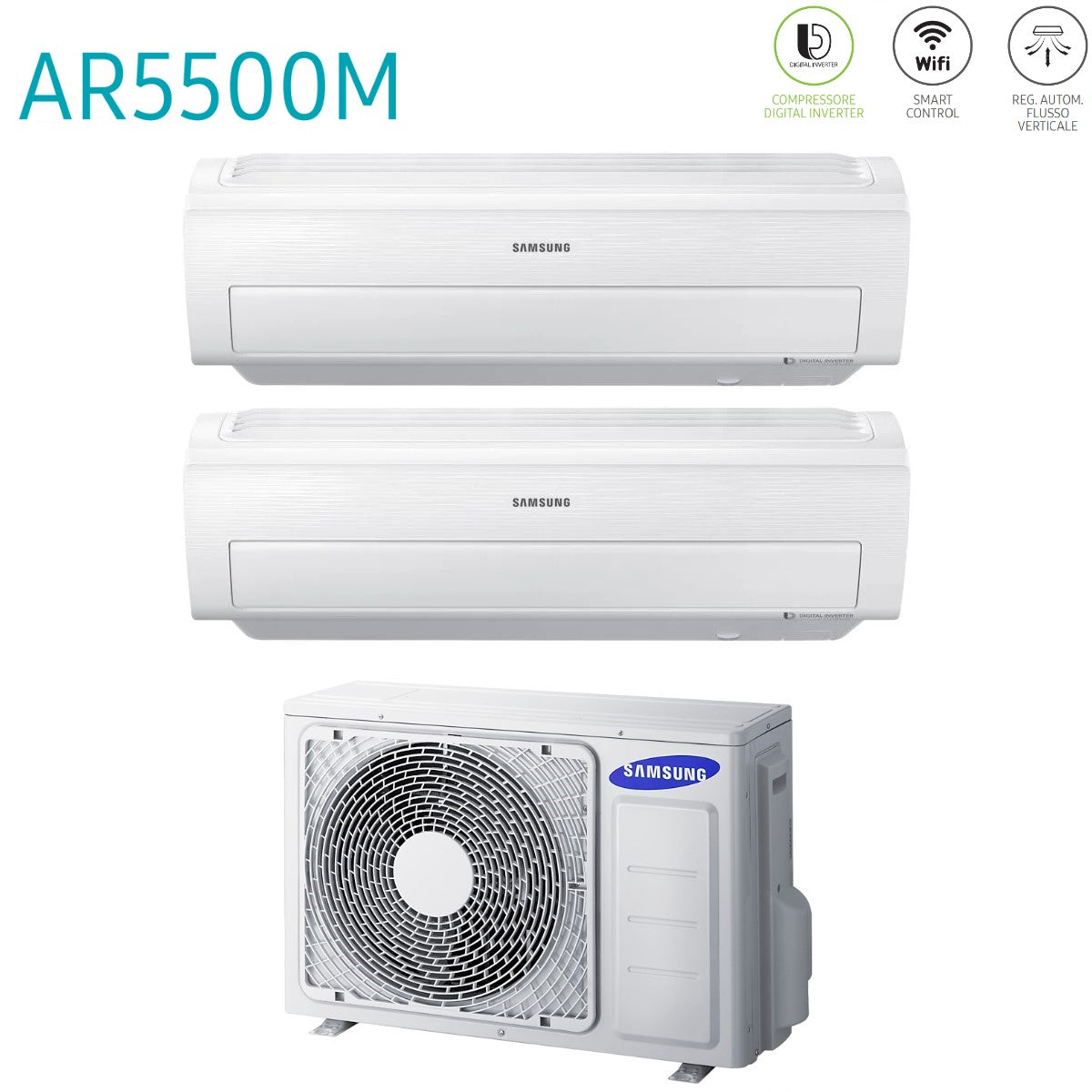 offerta climatizzatore condizionatore samsung dual split inverter serie ar5500m 7_7 con aj050fcj2eh eu r 410 wi fi integrato 7000_7000