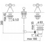 rubinetto bidet con 3 fori nobili serie grazia finitura cromo art. grc5015 cr