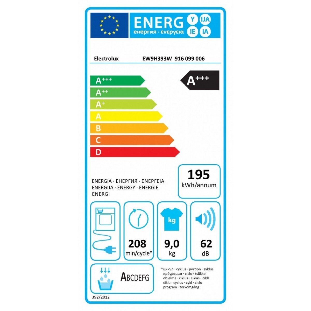 asciug ew9h393w 9kg a___900w bianco