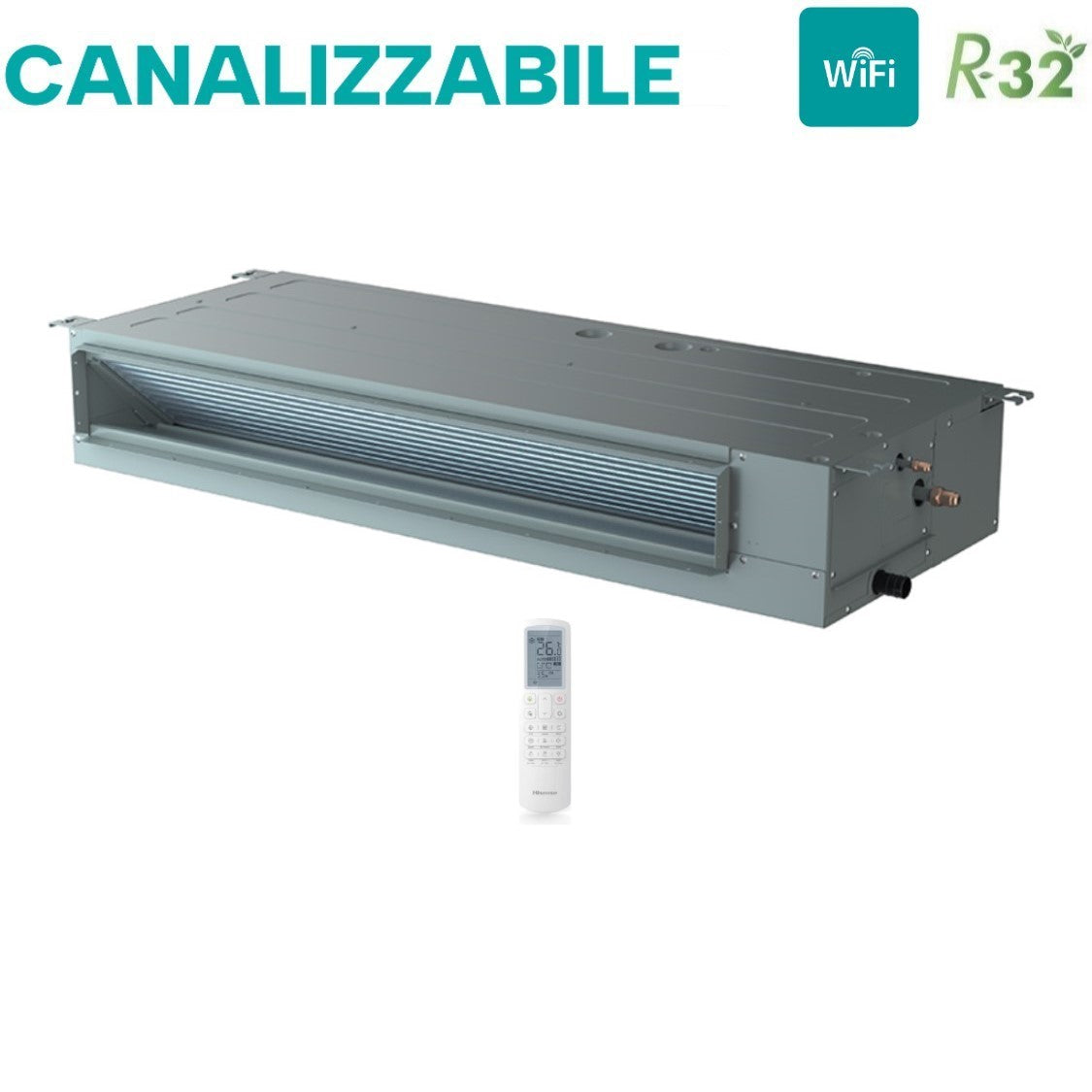 climatizzatore condizionatore hisense quadri split inverter canalizzato canalizzabile 9_9_9_12 con 4amw81u4raa r 32 wi fi optional 9000_9000_9000_12000 con telecomando di serie e cablato incluso