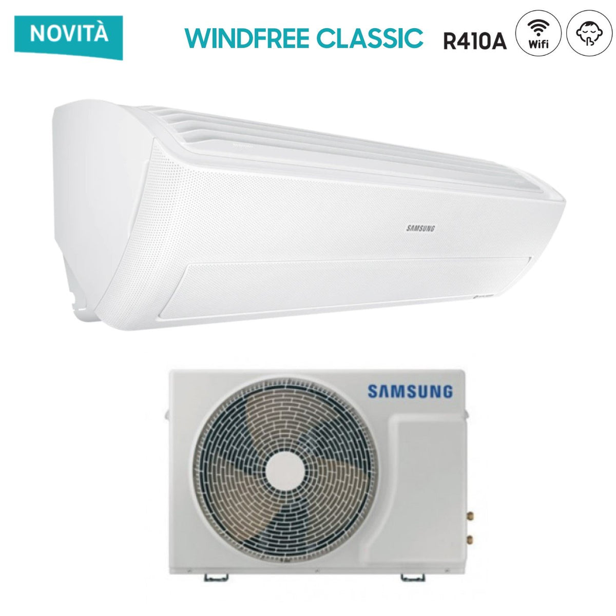 climatizzatore condizionatore samsung inverter serie windfree classic 24000 btu ar24nxpxbw wi fi r410 classe a__ a_ new 2018