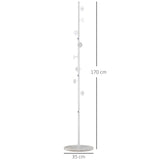 easycomfort easycomfort albero appendiabiti in acciaio con 8 ganci e base rotonda in marmo 35x35x170 cm bianco