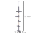 easycomfort easycomfort albero tiragraffi a 4 livelli ad altezza regolabile in truciolato peluche e sisal 40x34x230 260 cm grigio