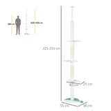 easycomfort easycomfort albero tiragraffi per gatti a soffitto con palo regolabile da 225 255 cm pallina e piattaforme bianco