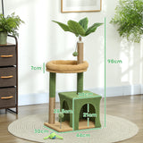 easycomfort easycomfort albero tiragraffi per gatti con casetta lettino e 2 palline in legno e poliestere 44x30x98 cm verde e marrone