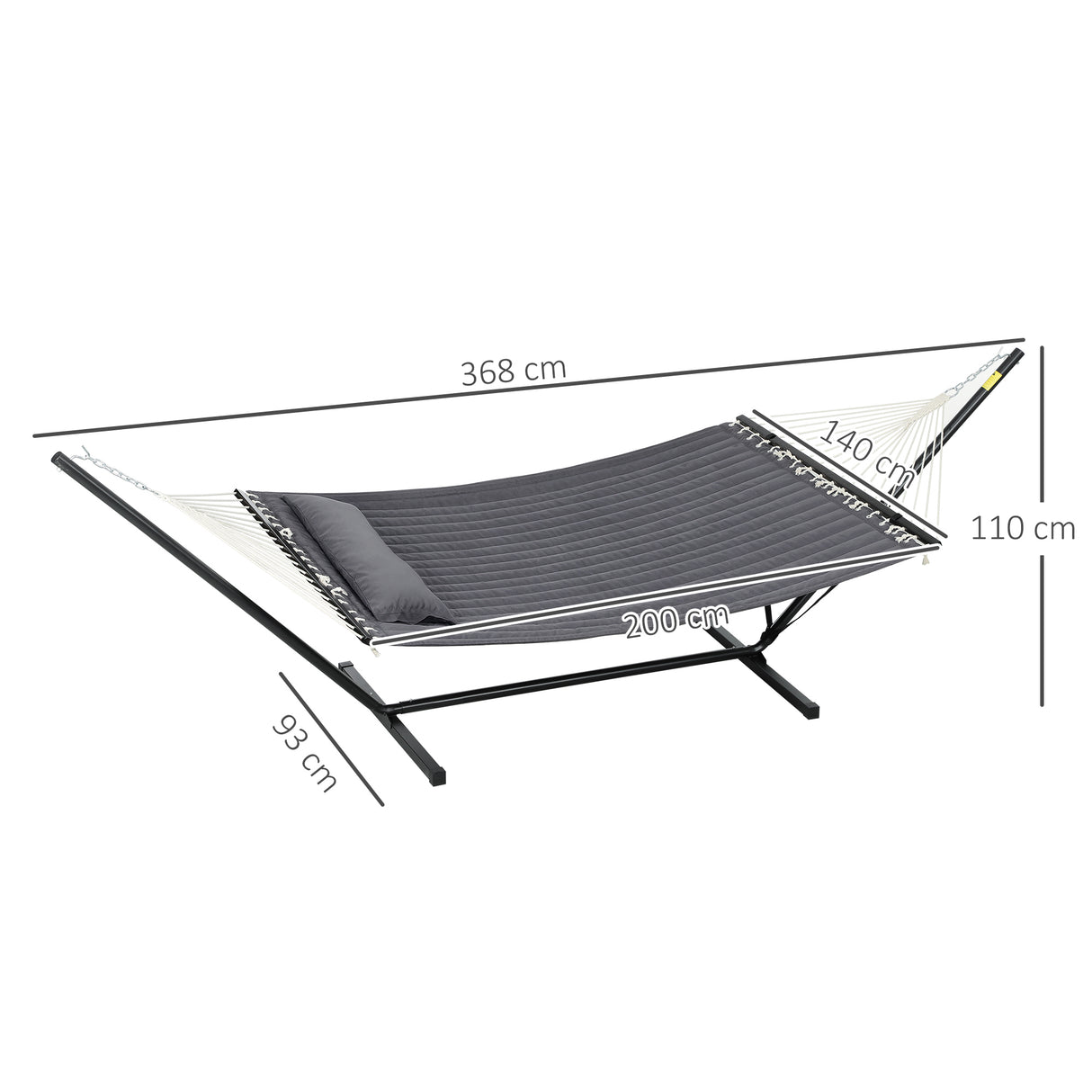 easycomfort easycomfort amaca da giardino portatile con cuscino integrato in cotone poliestere e acciaio 368x93x110 cm grigio scuro