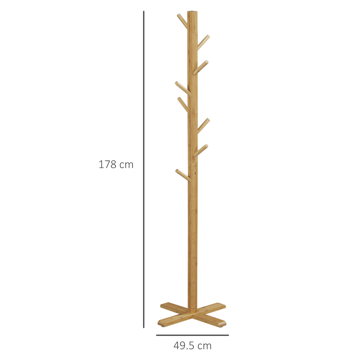 easycomfort easycomfort appendi abiti da terra in legno di bambu con 8 ganci e base a x 49 5x 49 5x 178cm naturale