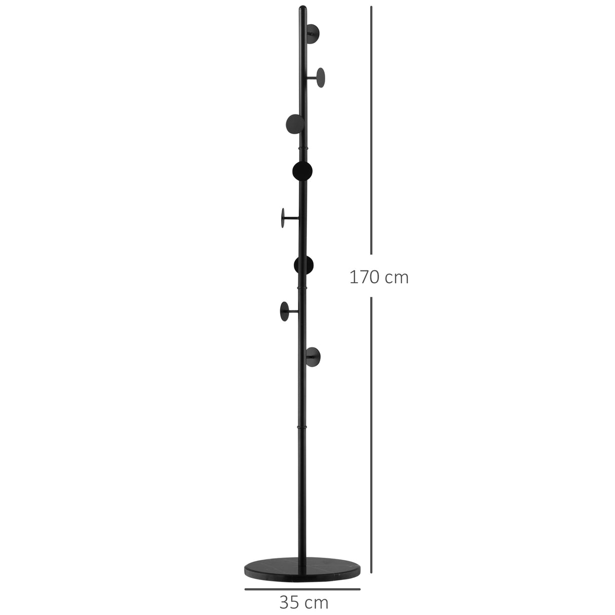 easycomfort easycomfort appendiabiti da terra con 8 ganci struttura in acciaio con base in marmo 35x35x170cm nero