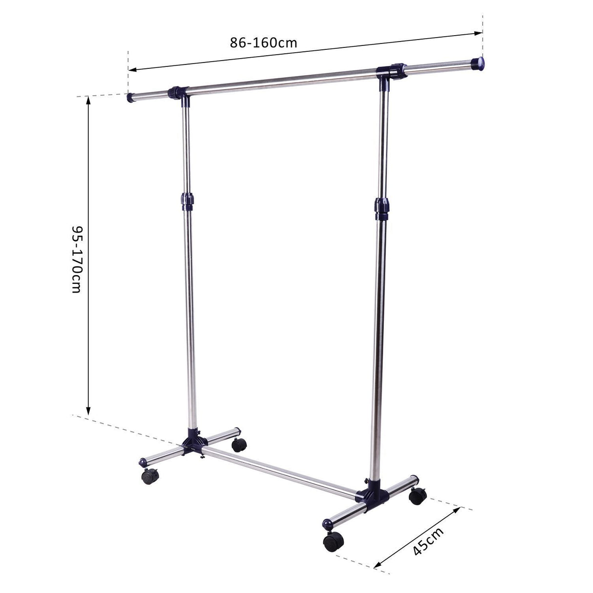 easycomfort easycomfort appendiabiti stender porta abiti singolo per vestiti in acciaio inox su ruote larghezza e altezza regolabili ean 8054111842938