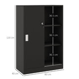 easycomfort easycomfort armadietto da ufficio a 3 ripiani con 2 chiavi di sicurezza e ante scorrevoli 80x40x120 cm nero