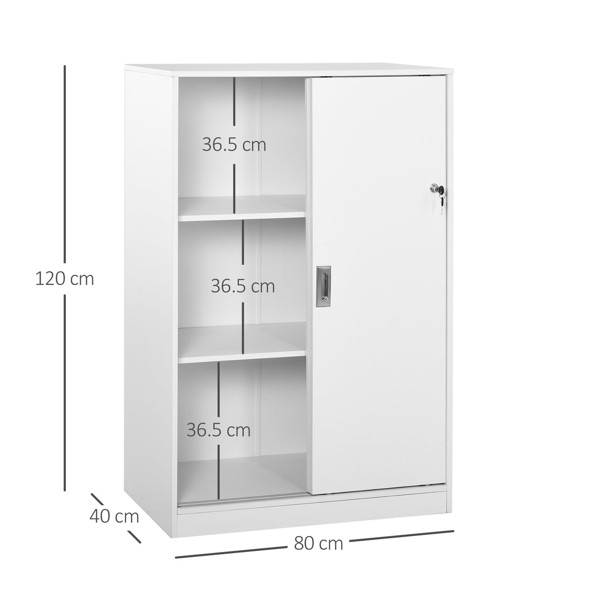 easycomfort easycomfort armadietto da ufficio a 3 ripiani con 2 chiavi di sicurezza in truciolato 80x40x120 cm bianco