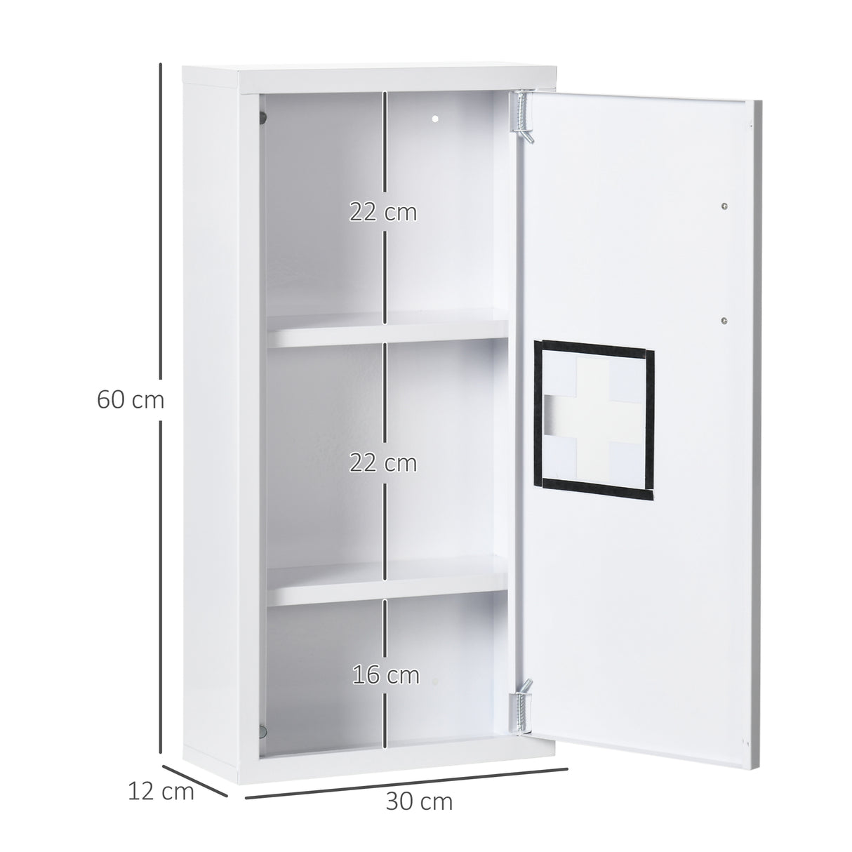 easycomfort easycomfort armadietto medicinali a 3 ripiani con porta magnetica in acciaio 30x12x60 cm bianco