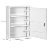 easycomfort easycomfort armadietto medicinali a parete con 2 ripiani e 2 chiavi in acciaio 40x15x53 5 cm bianco