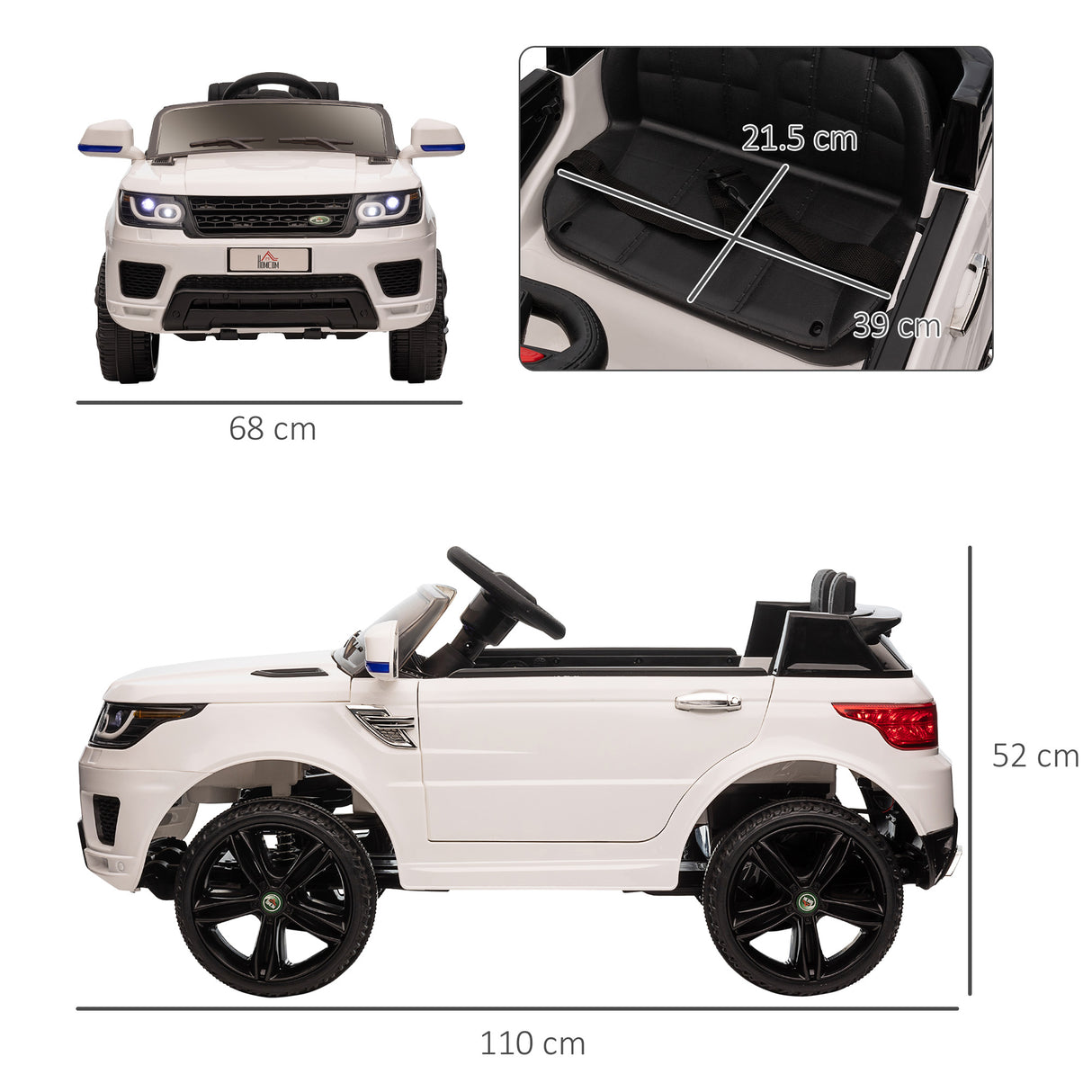 easycomfort easycomfort auto elettrica per bambini 3 6 anni con telecomando macchina con luci led e clacson in pp e metallo 110x68x52 cm bianco