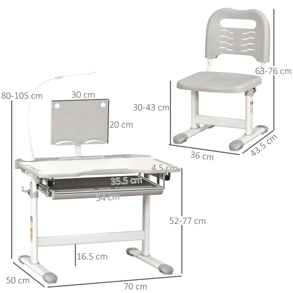 easycomfort easycomfort banco scuola con sedia per bambini 6 12 anni con altezza e inclinazione regolabile grigio