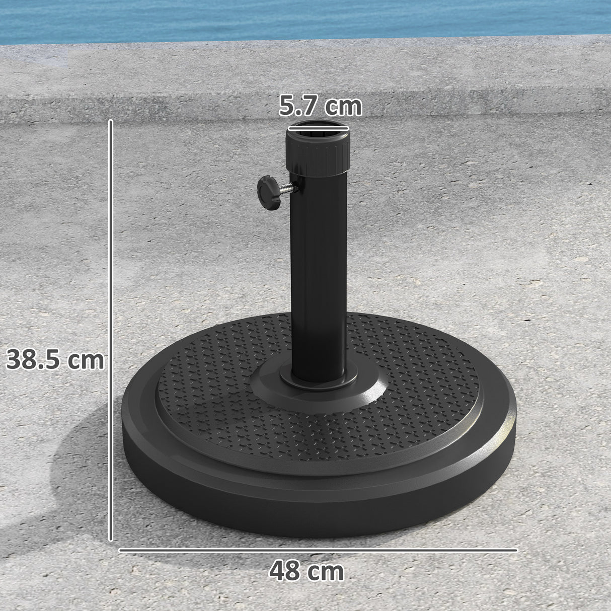easycomfort easycomfort base per ombrellone da 22 kg rotonda per ombrelloni max 2 8 m e pali da 38 mm o 48 mm nero