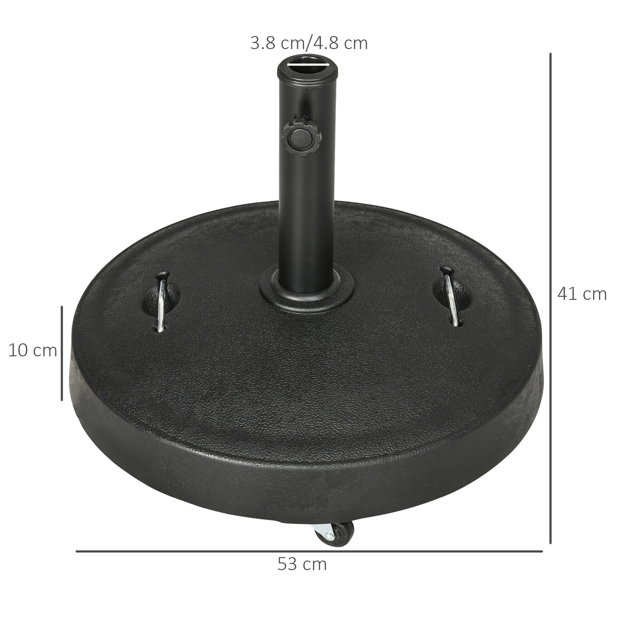 easycomfort easycomfort base per ombrellone da 23 5kg con 2 manovelle e rotelle in resina e acciaio 53x41 cm nera